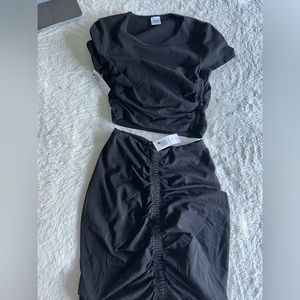 Aritzia TNA skirt and shirt set XS black new with tags